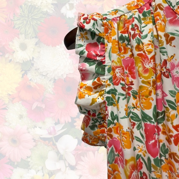 Pinch White Floral Ruffle Maxi Dress Size M | Garden | Cottagecore | Vacation - Picture 3 of 13